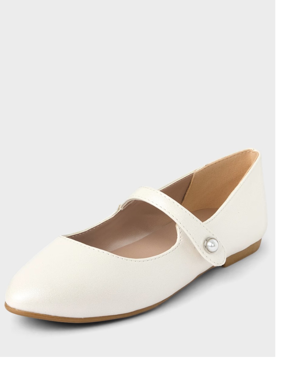The Children's Place Cream Mary Jane Flat with Pearl Accent